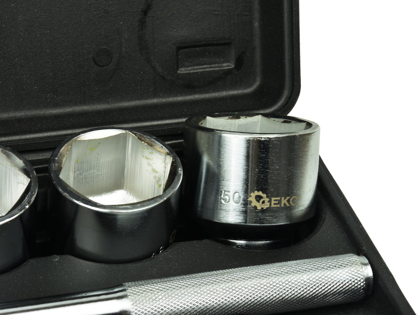 Sada nástrčných klíčů 21 ks, 3/4", 6-hranné, 19–50 mm, černý kufřík – Geko 6
