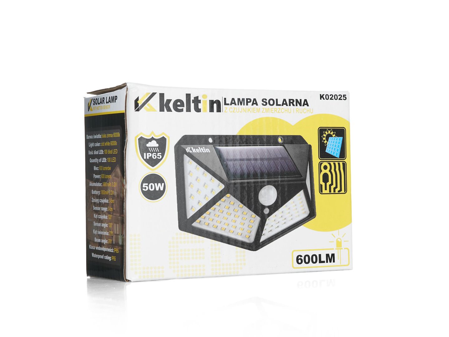 Solární lampa se senzorem soumraku a pohybu 50 W (100 LED) 5