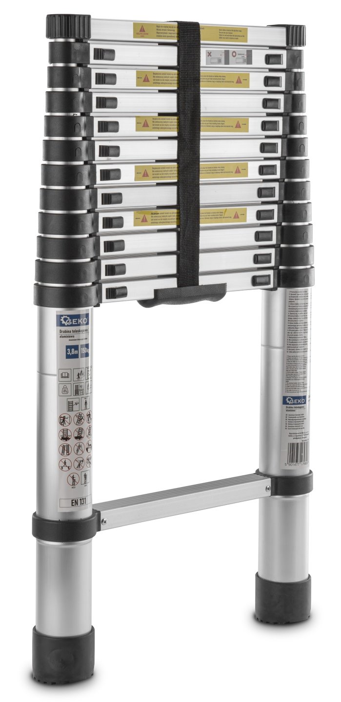 Teleskopický hliníkový žebřík 3,8 m 150 kg (1) 3