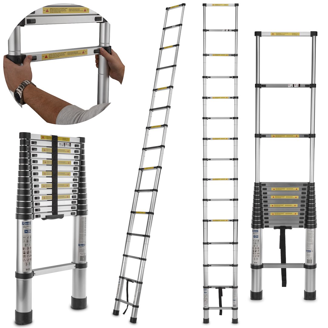 Teleskopický hliníkový žebřík 5 m 150 kg (1) 8