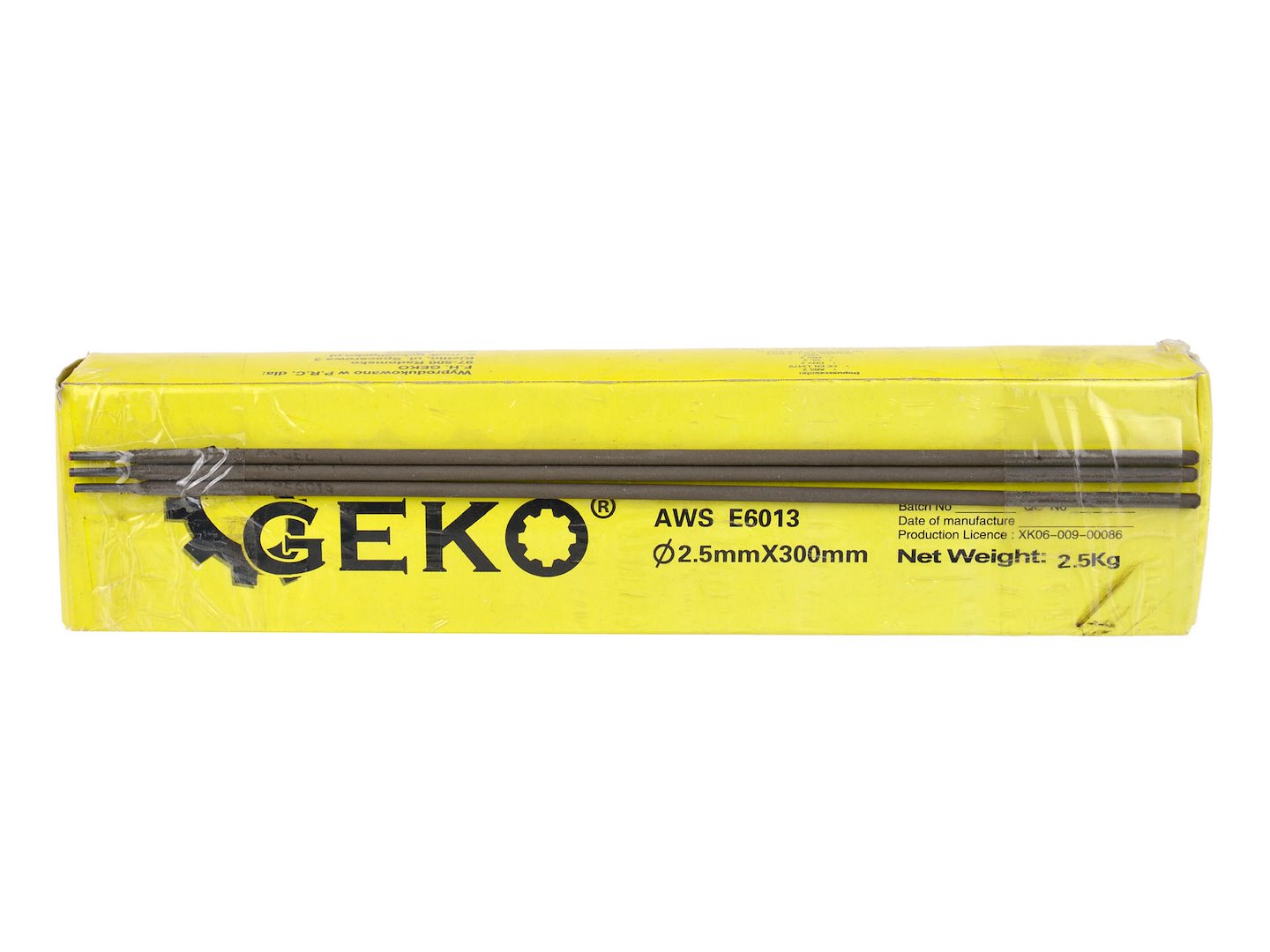 Svařovací elektrody Geko 2,5 mm – detail elektrody a lakování
