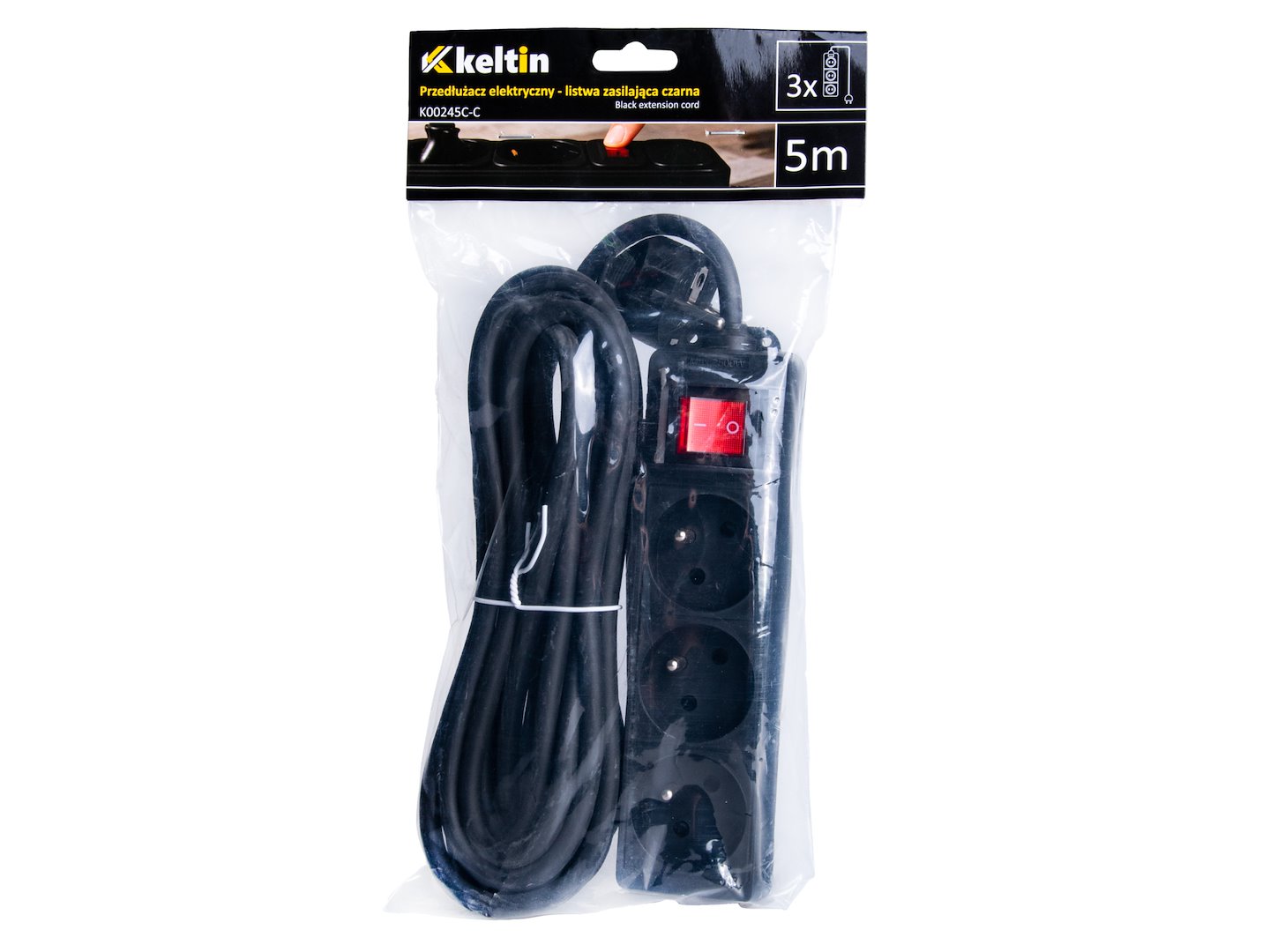Prodlužovací kabel Geko – detail tří zásuvek na liště