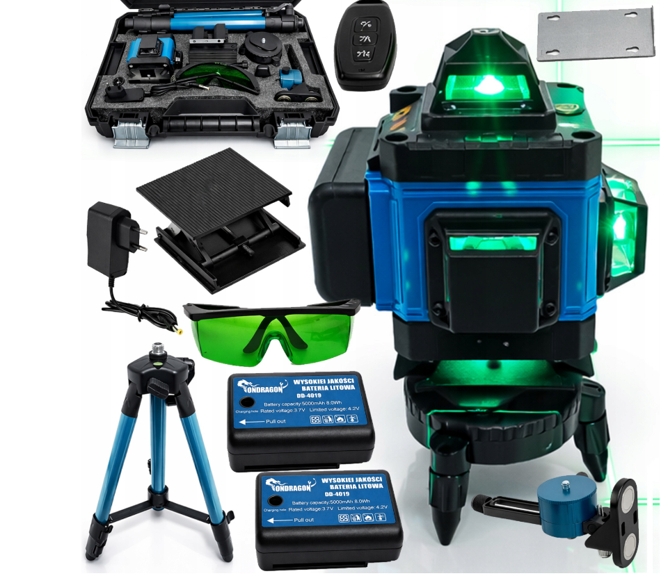 Zelený křížový laser 4D 360° samonivelační + stativ