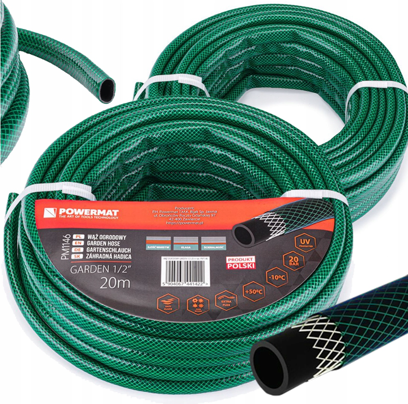 Zahradní hadice 1/2″ × 20 m – PVC 3 vrstvá, 20 bar, UV