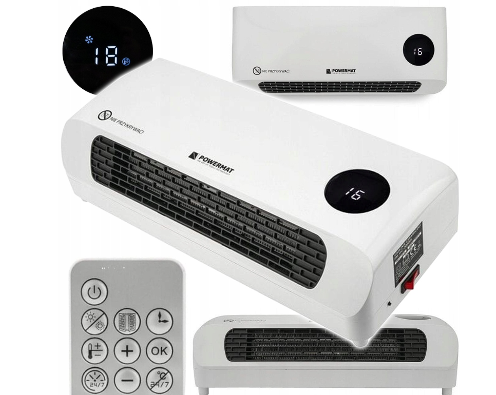 Elektrický topný ventilátor 2000 W | keramické topení + LCD + dálkové ovládání