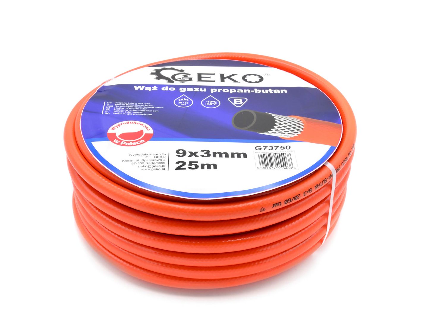 Hadice pro Propan-butan 9 × 3 mm 25 m Geko – certifikovaná kvalita 1