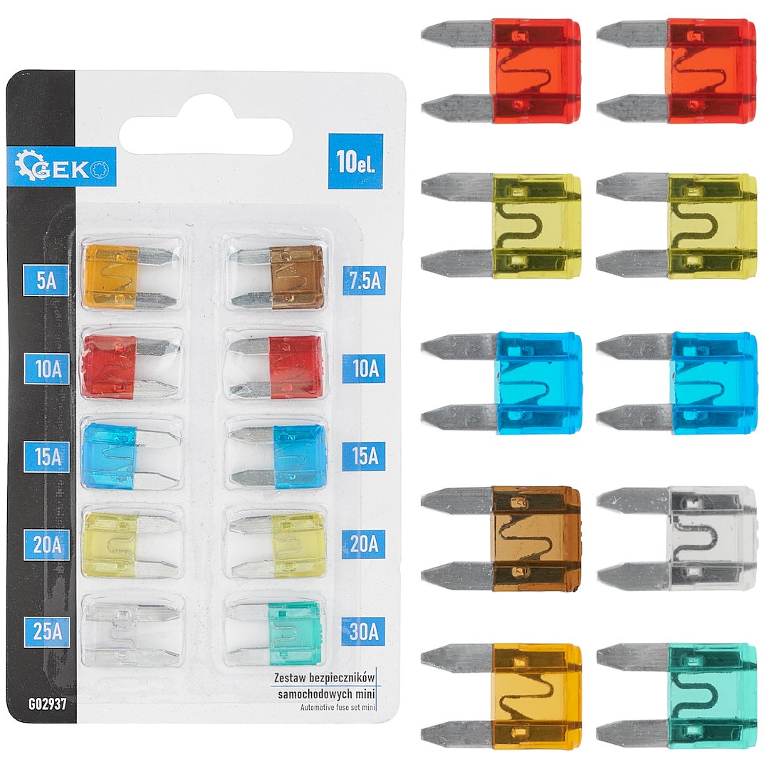 Sada Mini Pojistek do Automobilů 10 ks – Geko G02937 1