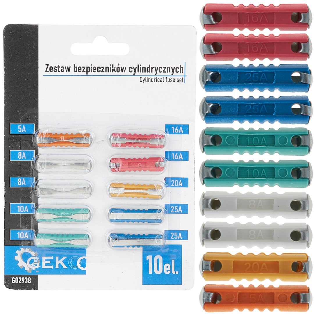 Sada válcových pojistek 10 ks – Geko G02938 1