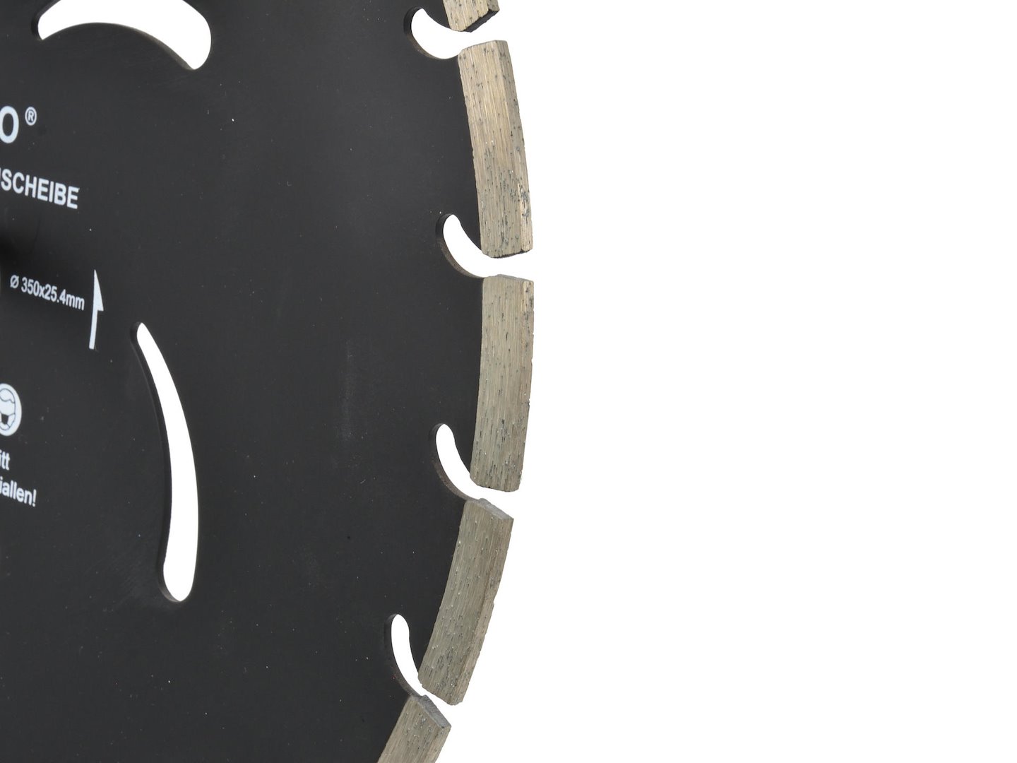 Diamantový kotouč Geko 350 mm – detail středového otvoru 254 mm