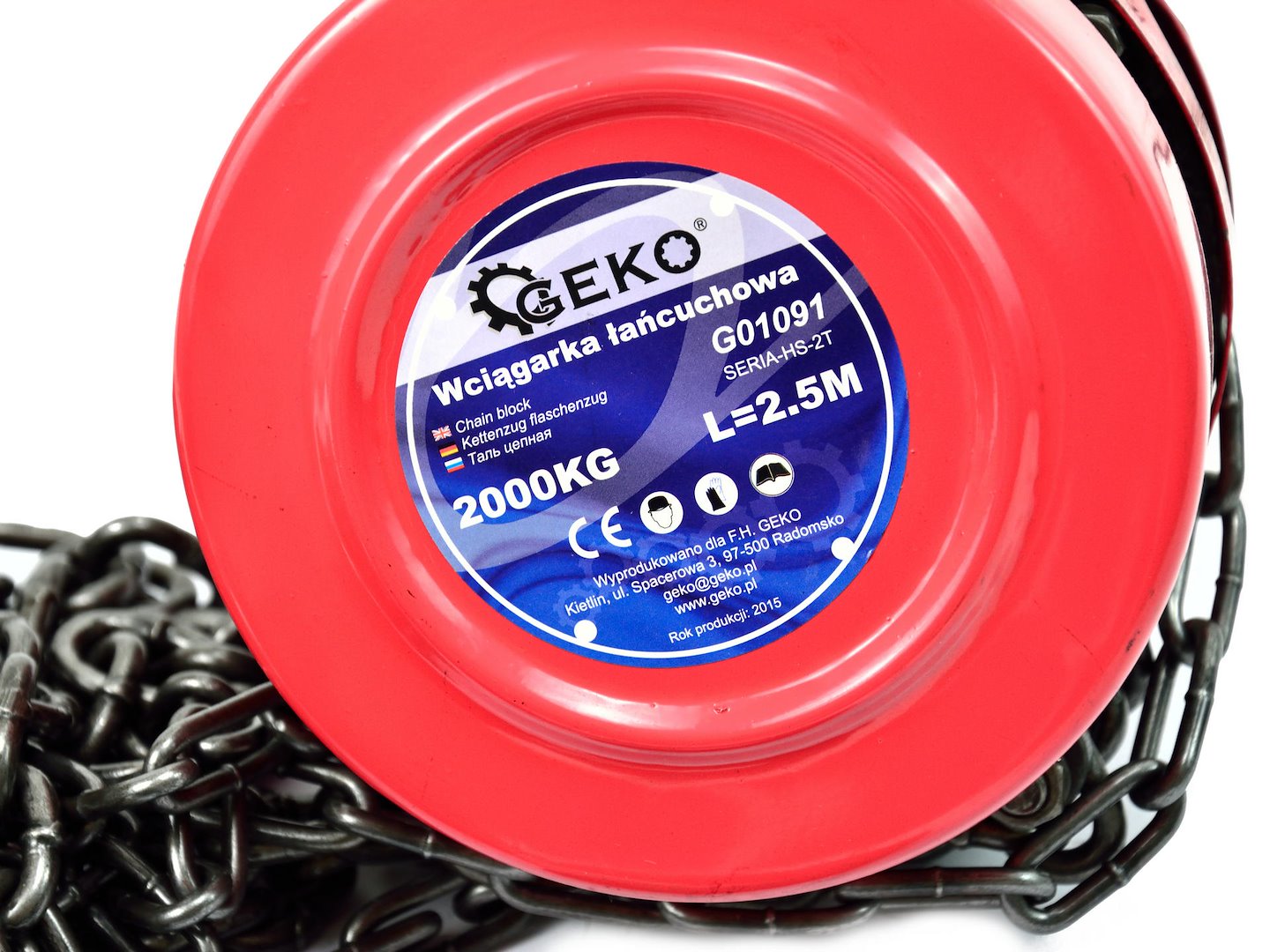 Řetězový naviják 2t x 25 m Geko – detail háku