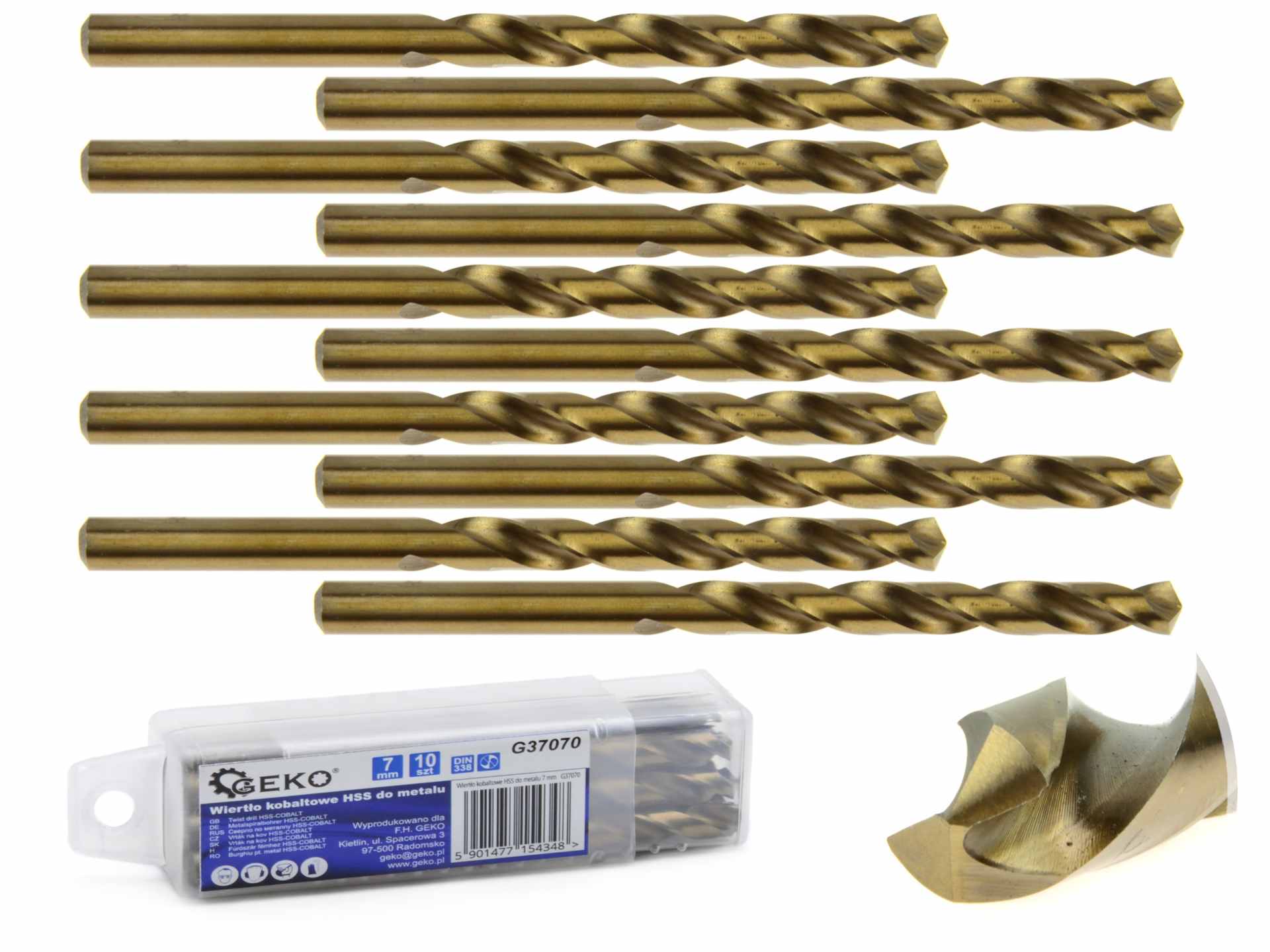 Kobaltové vrtáky HSS 7 mm – sada 10 kusů, délka 440 mm | Geko 1