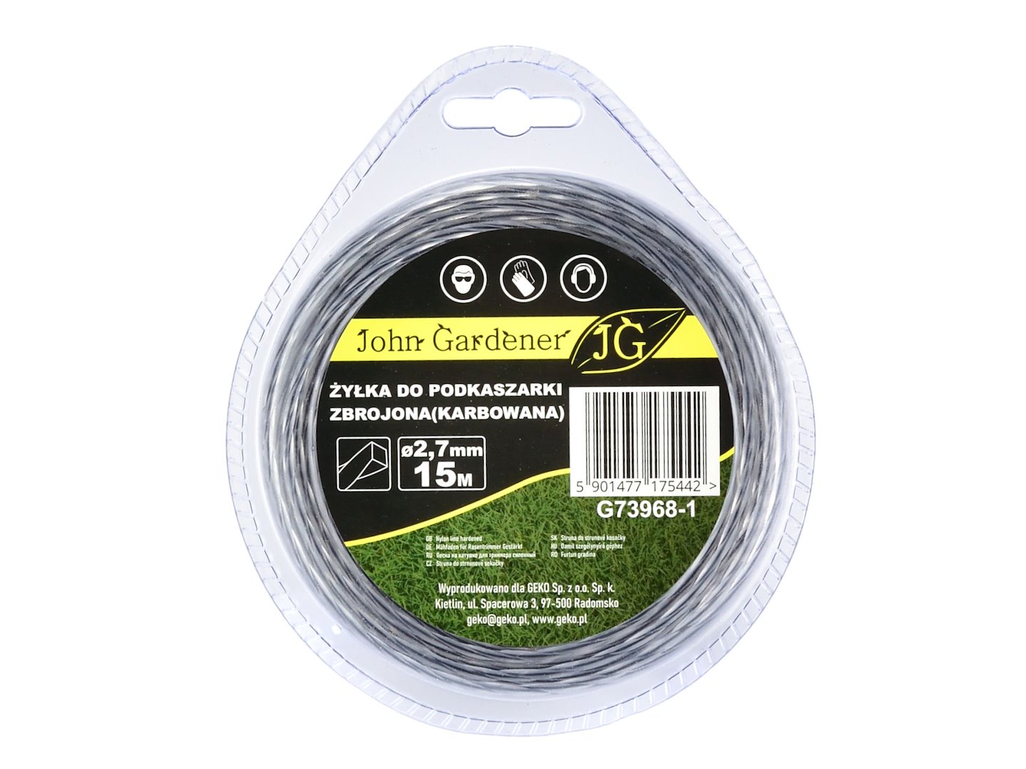 Vlasec pro vyžínačku vyztužený vroubkovaný 27 mm × 15 m (10 × 80 mm) – Geko