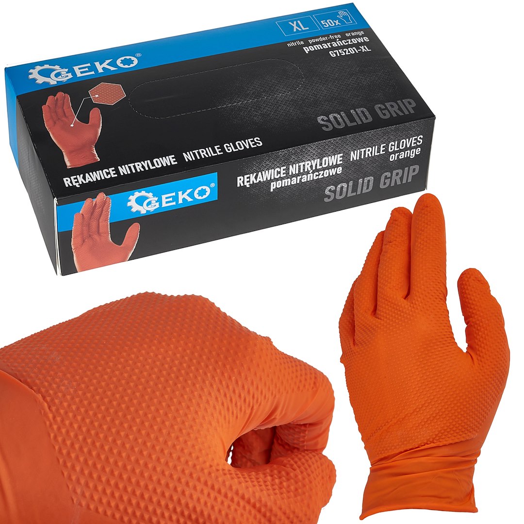 Nitrilové Rukavice Solid Grip 50 ks Velikost x l Oranžové 1
