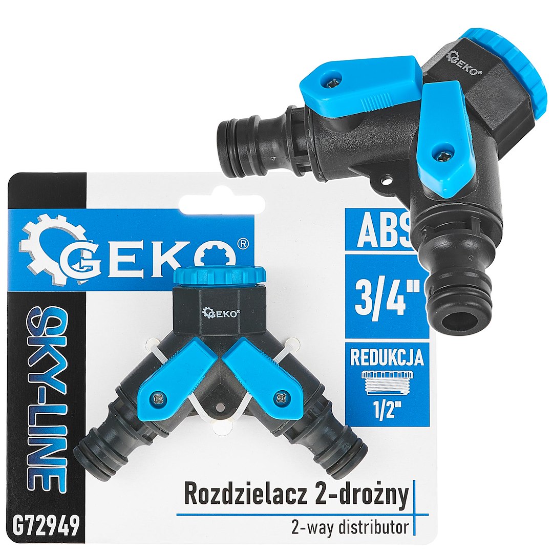2cestný rozdělovač 3 x 4 mm s redukcí 1 x 2 mm a dvěma ventily Sky-line – Geko 1