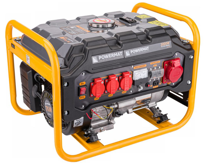 Benzínový generátor/elektrocentrála PowerMat PM-AGR-3000MNKE – 3000 W s více výstupy