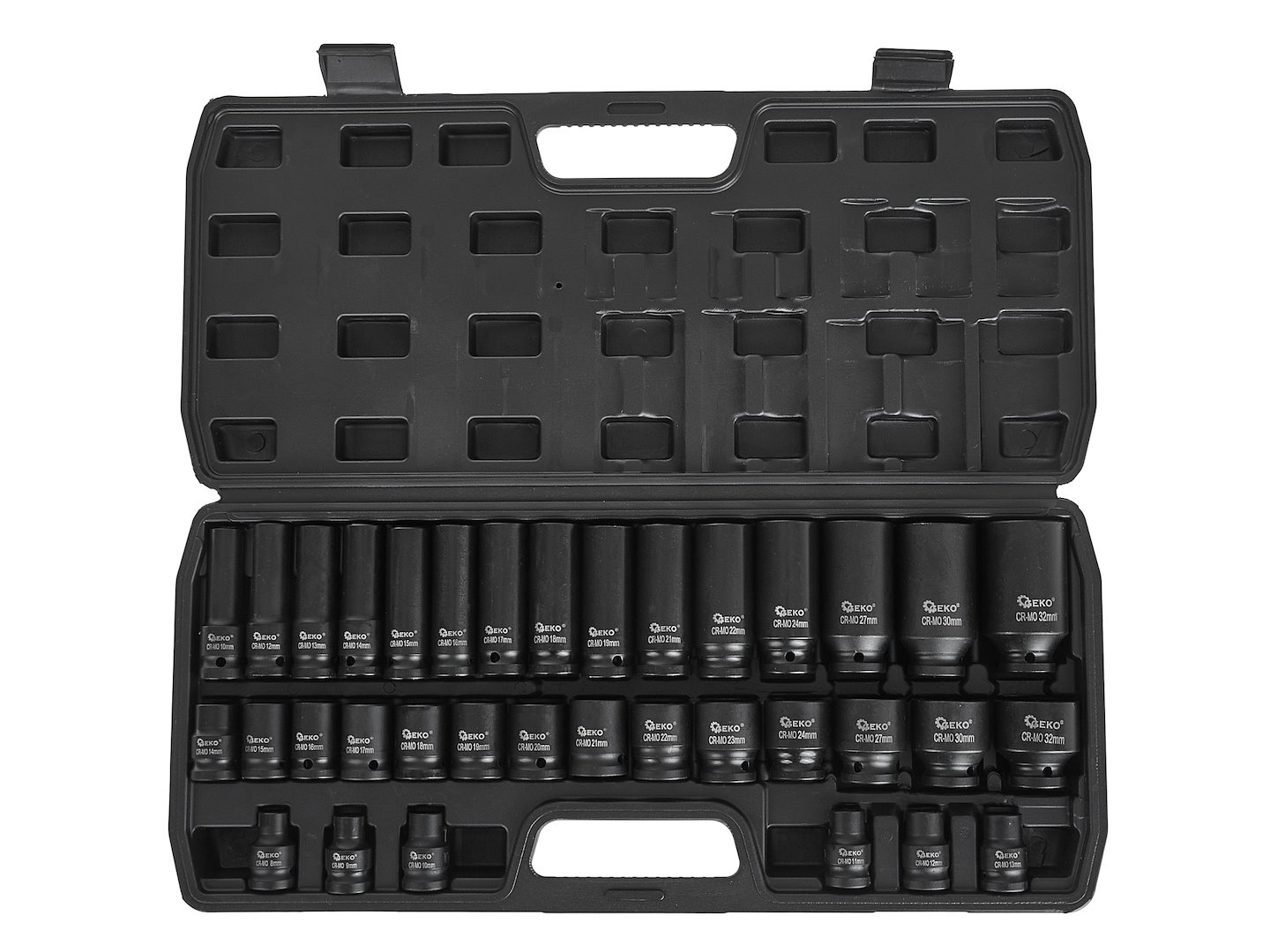 Sada dlouhých a krátkých nástrčných klíčů 1/2" 8-32 mm, 35 ks – Geko 1