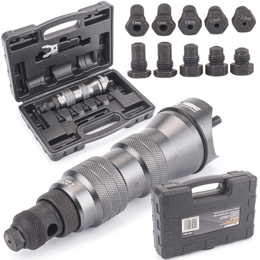 Adaptér pro nitování na vrtačku / šroubovák POWERMAT PM-NIA-6ZT – pro trhací nýty 3,2–6,4 mm