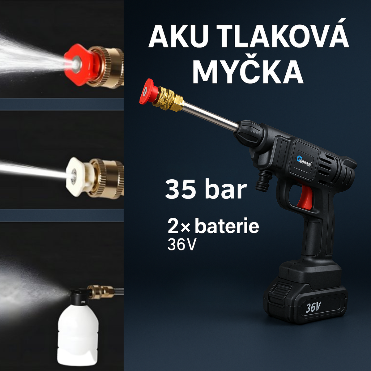 Aku tlaková myčka 35bar 2x baterie 36V