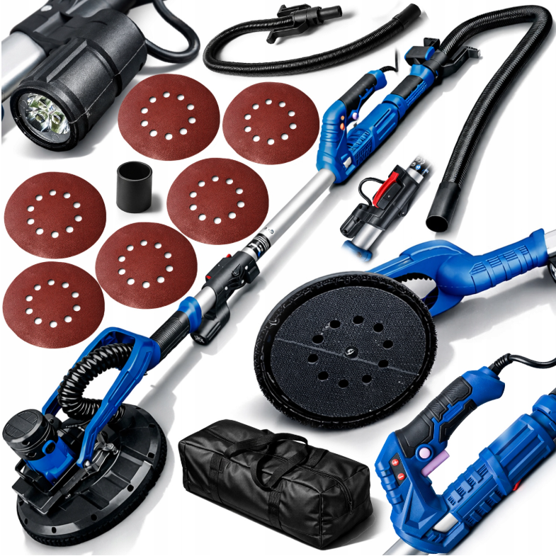 Bruska na sádru „žirafa“ 2100 W, 225 mm, LED 360°, bezprašná bruska na stěny a stropy