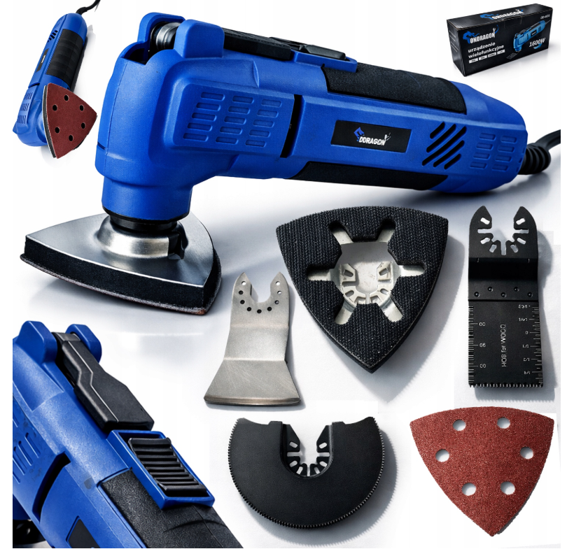 Multifunkční oscilační nářadí 1600 W – bruska / multitool PRO, sada nástavců