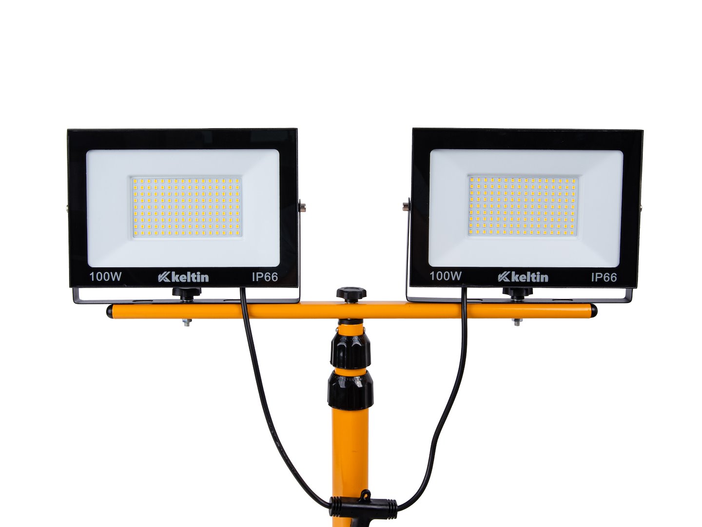 LED světlomet GEKO 2×100W s teleskopickým stativem - 18000 lumenů, IP65, studené bílé světlo 6500K 6