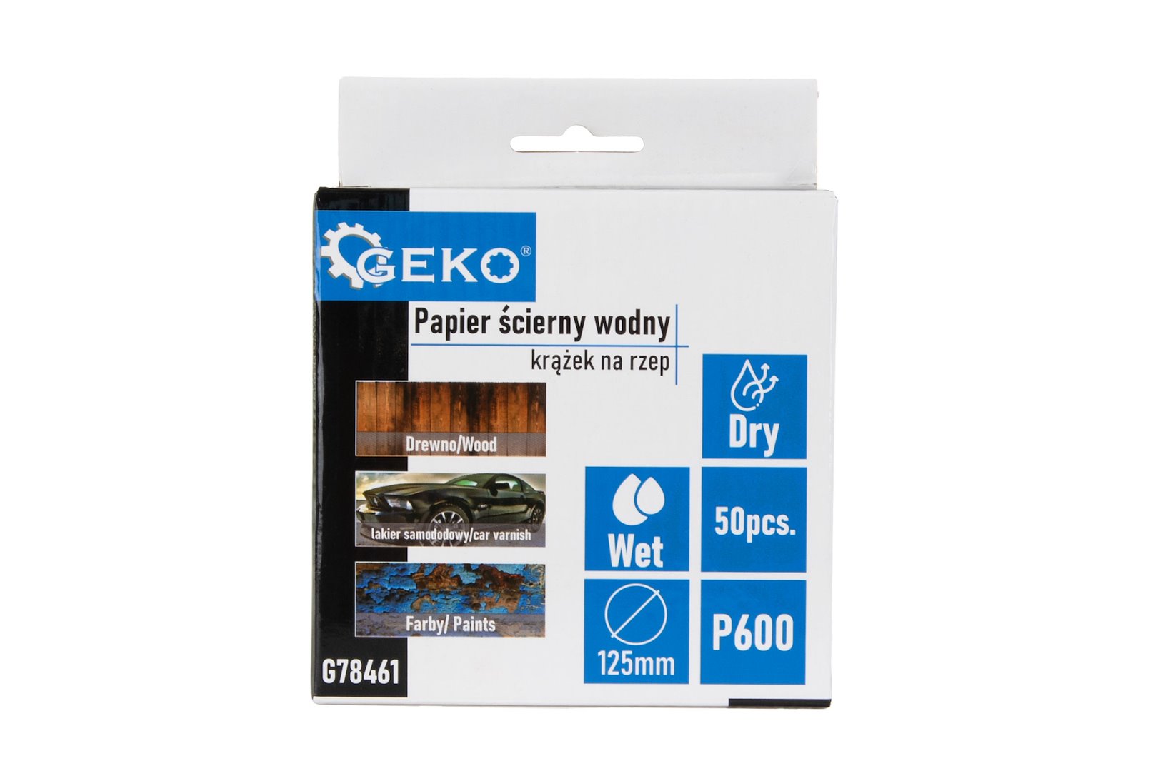 Vodní brusný papír Geko 125mm P600 - kotouč na suchý zip pro jemné broušení (50/1000) 2