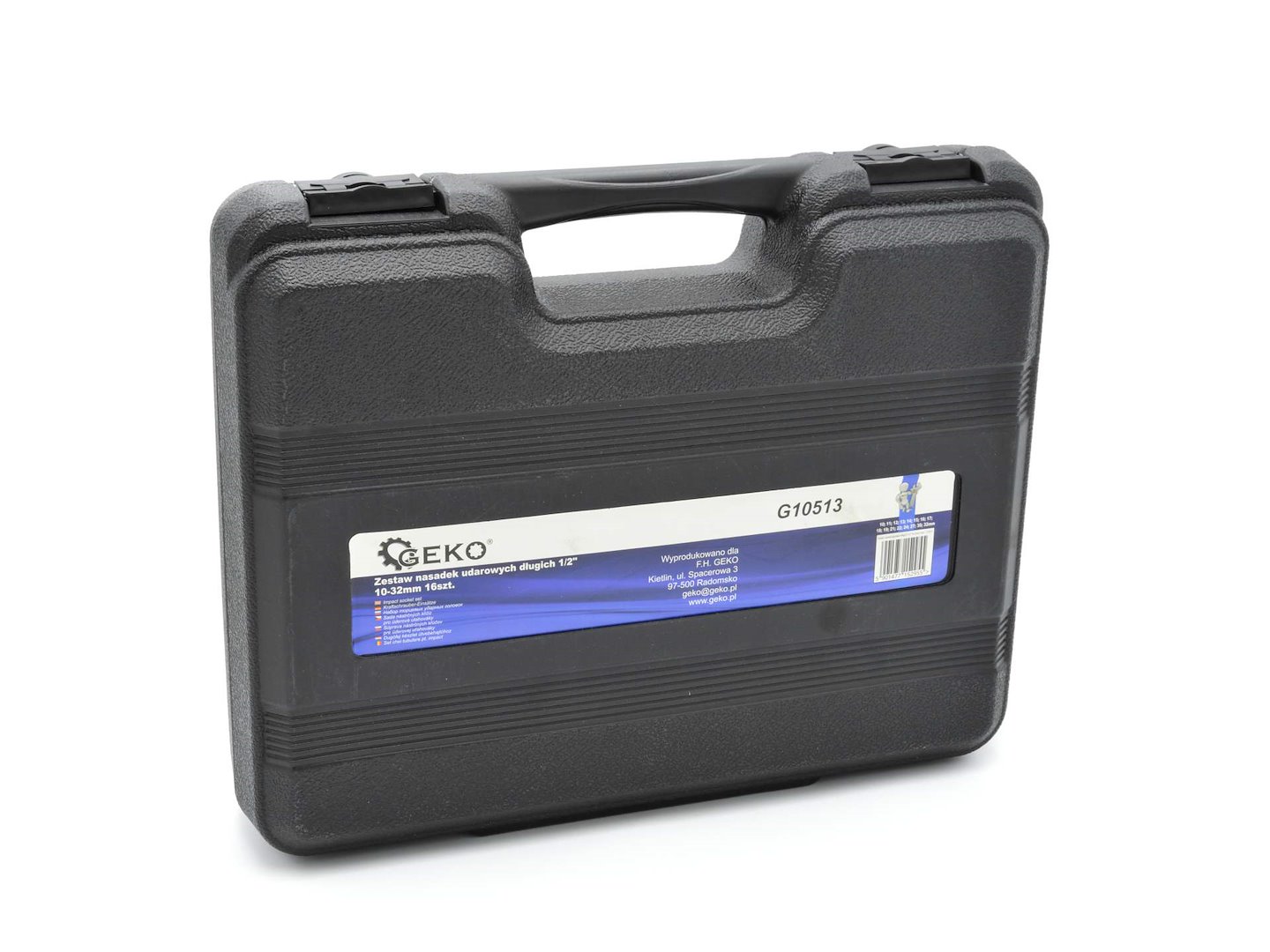 Sada dlhých nástrčných kľúčov Geko 1/2" 10–32 mm, 16 kusov – CrV oceľ 5