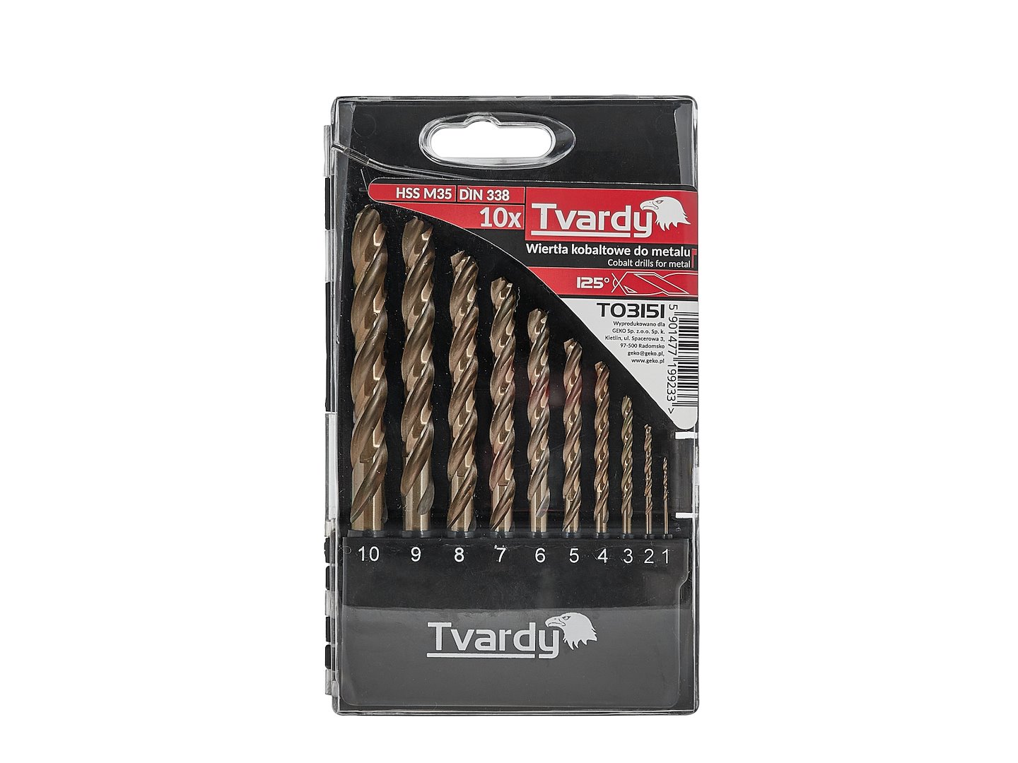 Sada kobaltových vrtákov Geko HSS M35 10 ks (1-10 mm) pre tvrdé kovy 5