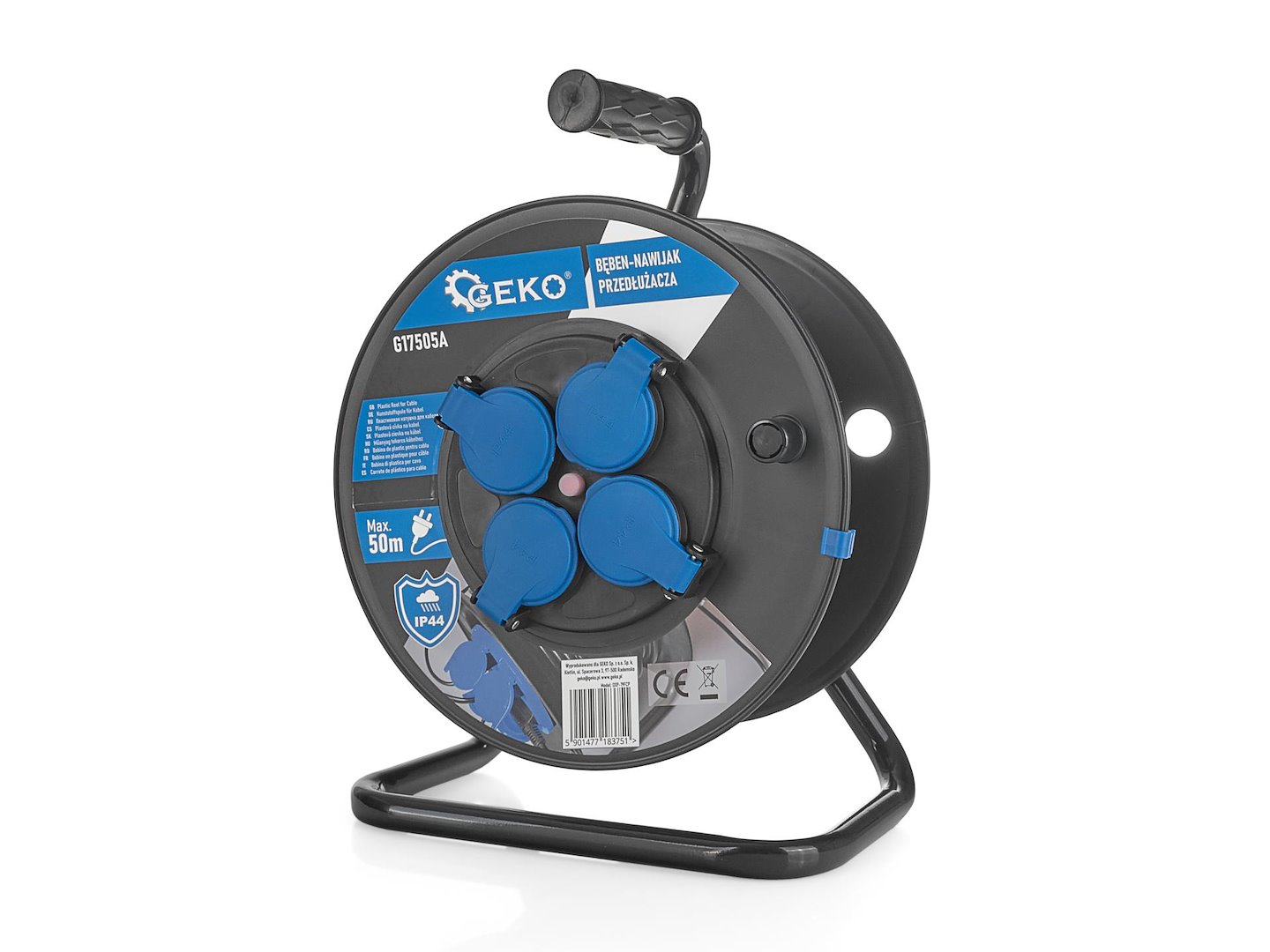 Navíjecí buben prodlužovacího kabelu Geko G17505A 50m 16A se 4 zásuvkami IP44 1