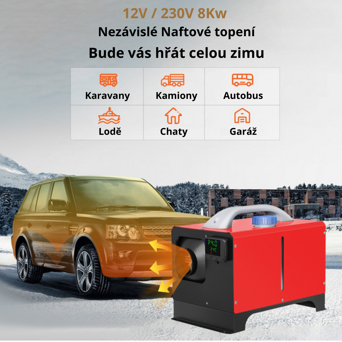 Detail ovládání a napájení – topení 9 kW