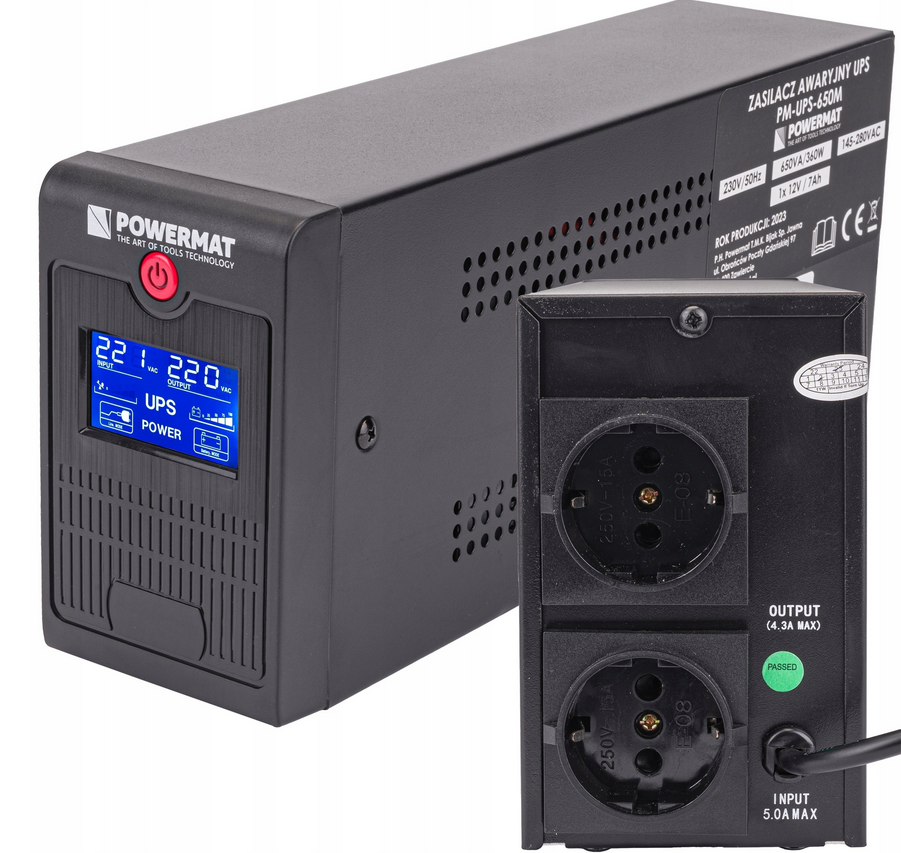 Záložní zdroj UPS LCD 650VA 360W 	PM1207