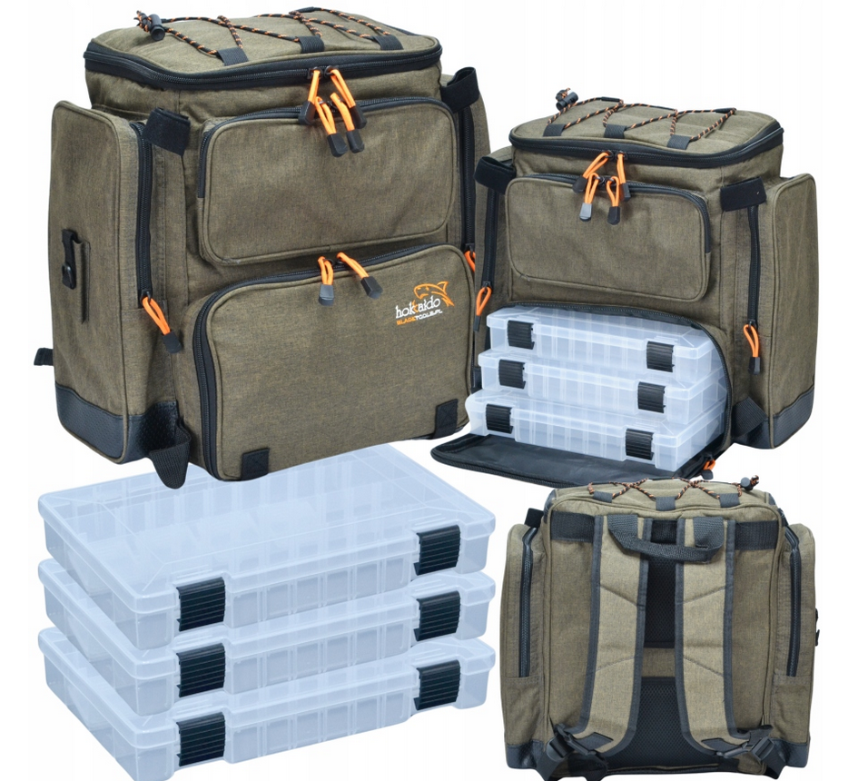 Rybářský batoh – 3 boxy, pevné dno, 38×42×21 cm