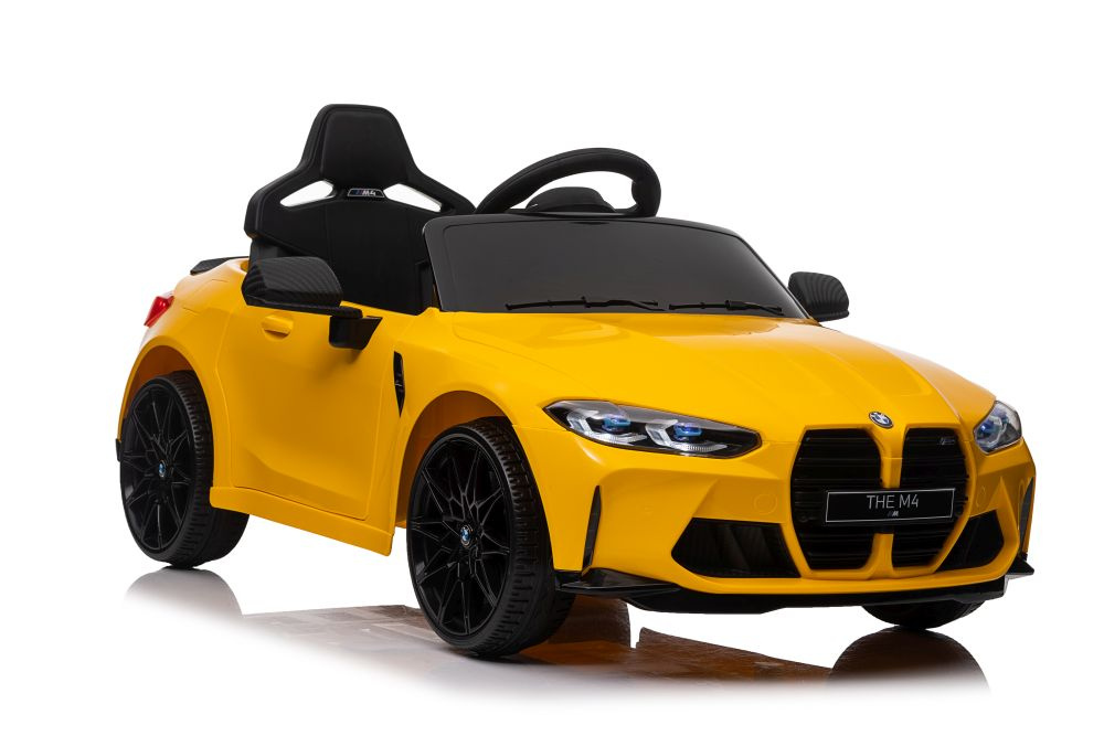 Elektrické auto BMW M4 žluté LEAN CARS 12V pro děti s dálkovým ovládáním