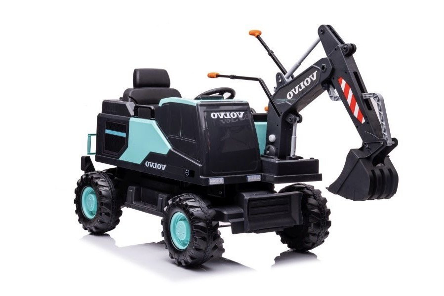 Detské elektrické rýpadlo Volvo DK-VE888, modré, s bazénom a 150 guličkami, 2x35 W, diaľkový ovládač 2,4 GHz, pre deti od 3 rokov