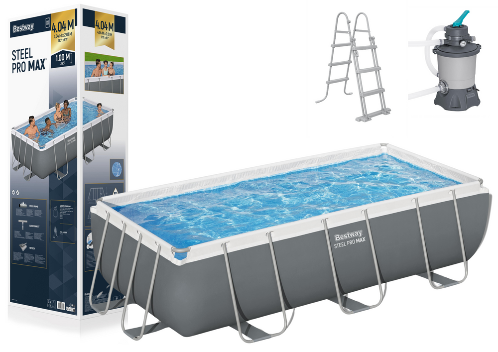 Bazén s kovovým rámom Bestway Steel Pro Max 56442 – 404 x 201 x 100 cm, 6 478 l, piesková filtrácia