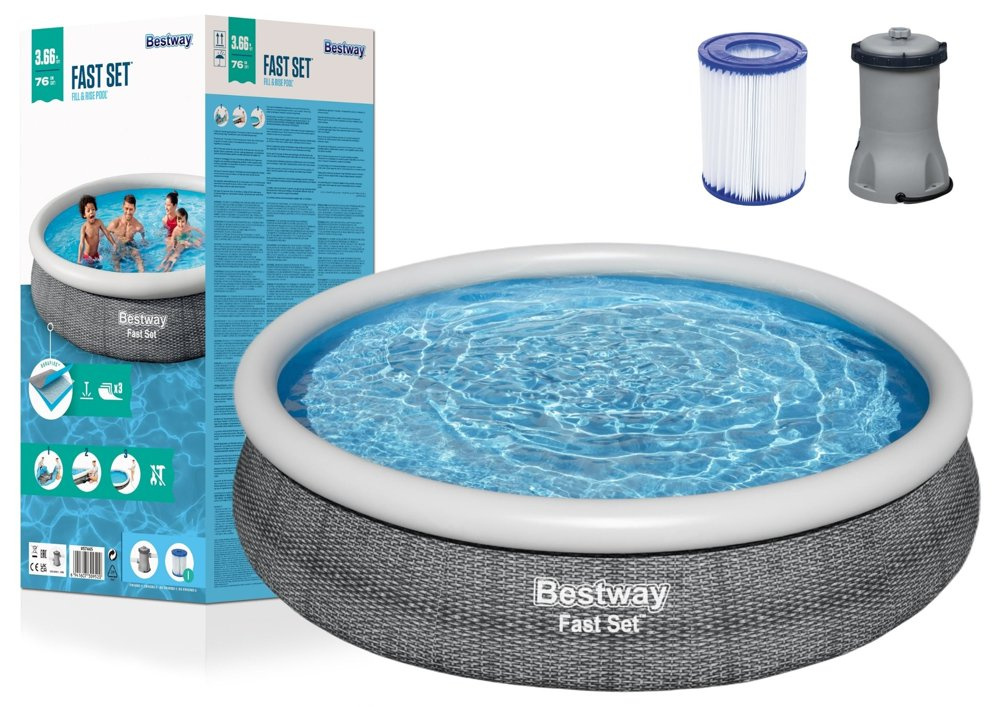 Samonosný bazén Bestway 366 × 76 cm s nafukovacím prstencom – rýchla inštalácia za 15 minút