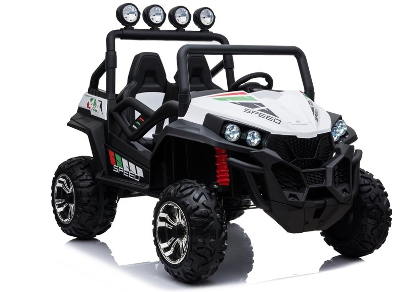 Elektrické autíčko LEAN CARS Buggy S2588 12 V, biele – terénne vozidlo 4x4 s diaľkovým ovládaním a Bluetooth