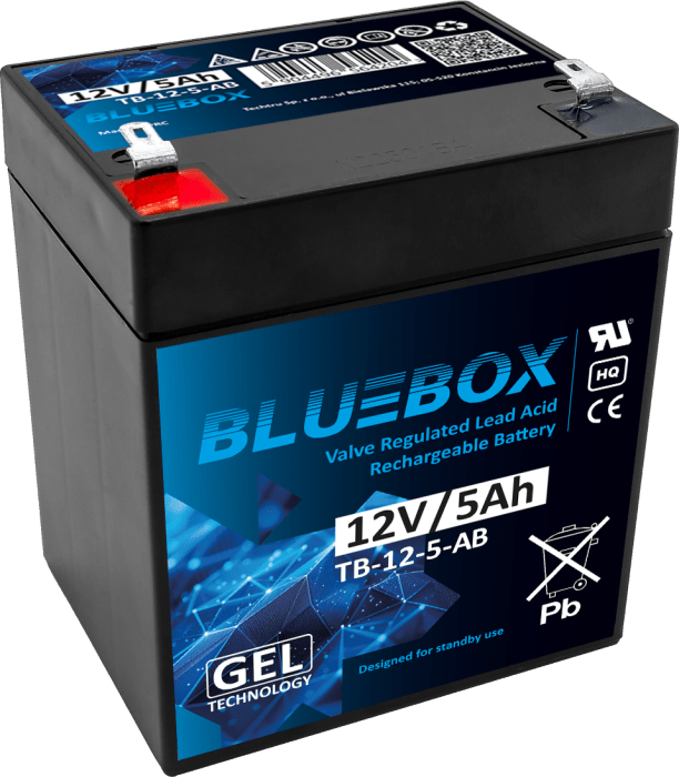 BLUEBOX Gelová Baterie AGM 12V 5Ah pro dětská elektrická vozítka - bezúdržbová a bezpečná