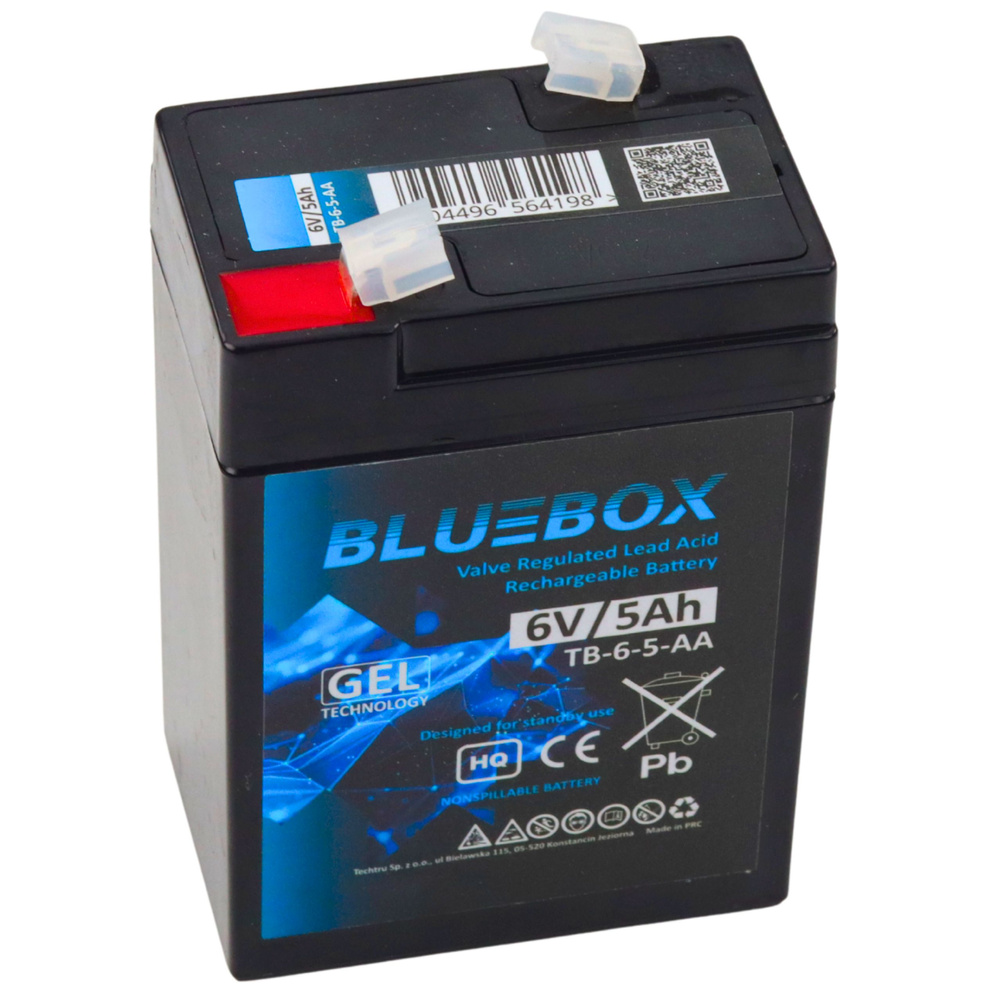 BLUEBOX Gelová Baterie VRLA AGM 6V 5Ah pro Elektrická Dětská Vozítka - Spolehlivý Zdroj Napájení 🔋