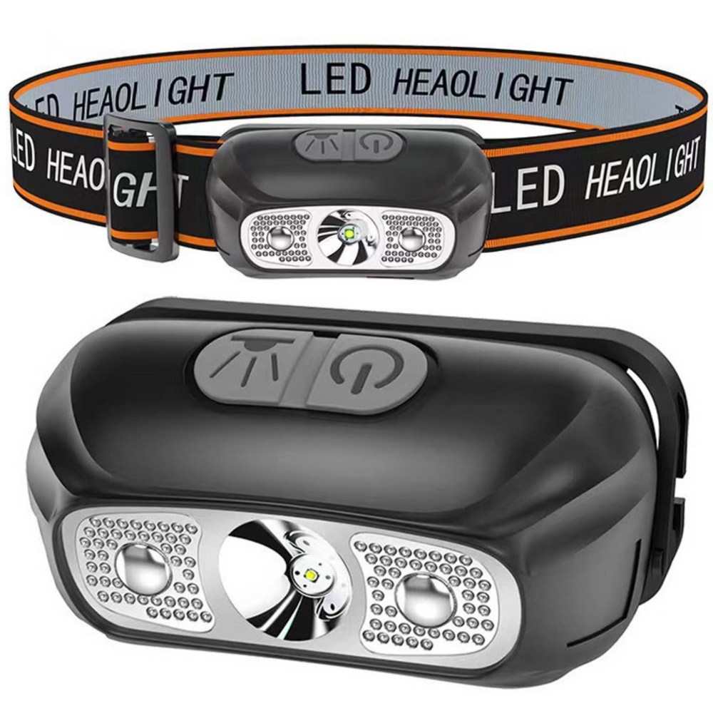 LED čelovka LEAN s dvoma režimami a senzorom pohybu – nabíjanie cez USB, 5 hodín prevádzky