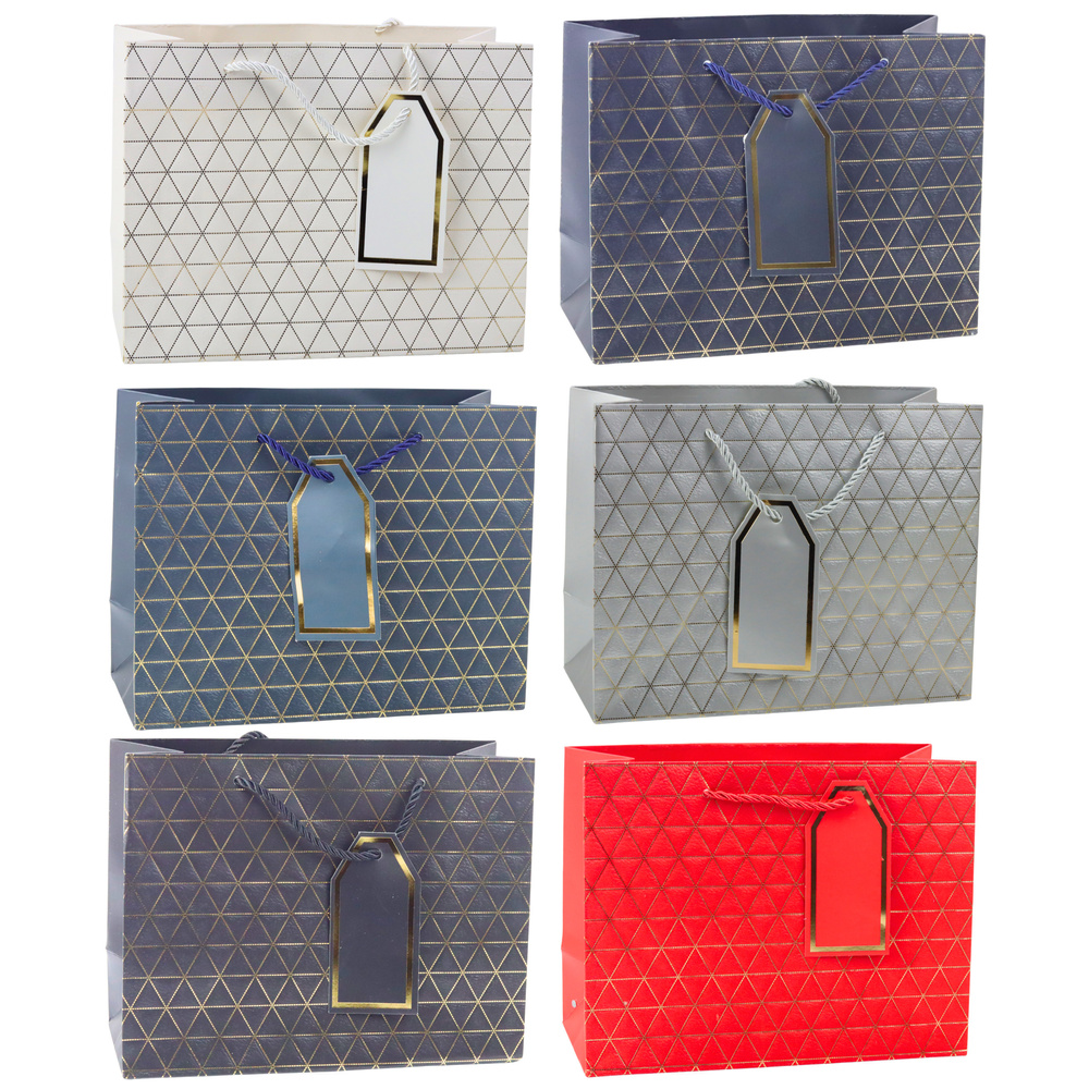 Darčeková taška Geometrická Zlaté línie LEAN 23 × 18 × 10 cm s luxusnými zlatými vzormi