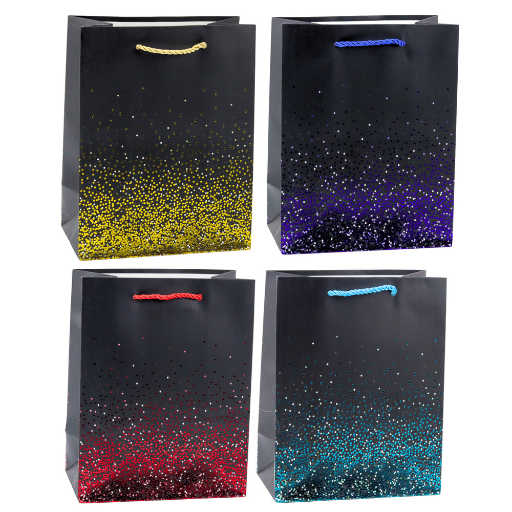 Darčeková taška s lesklým gradientom a bodkami LEAN 23 x 18 x 10,5 cm – elegantné darčekové balenie s trblietavým efektom