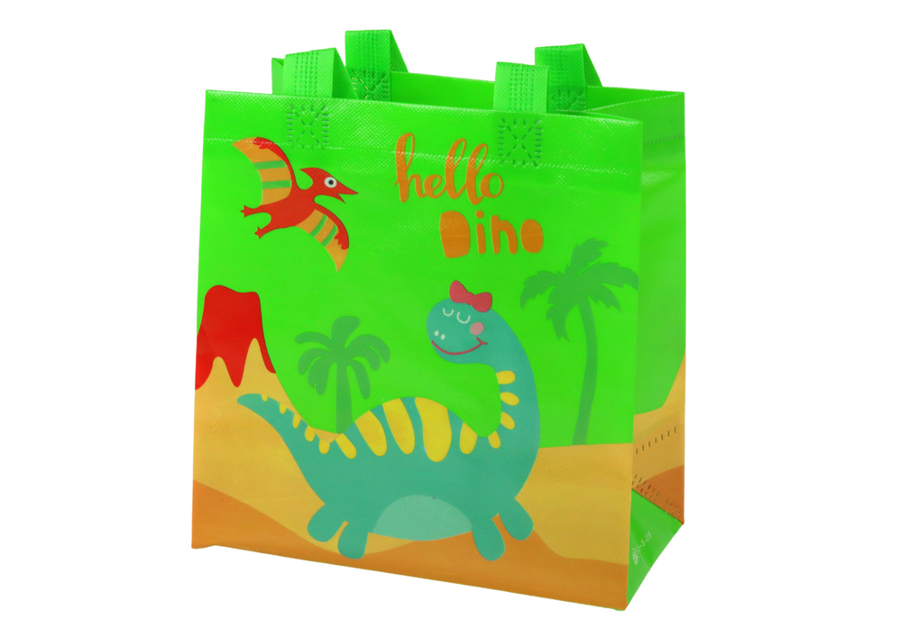 Darčeková taška so zeleným dinosaurom LEAN Toys 23 × 21,5 × 11 cm – originálne balenie darčekov pre deti