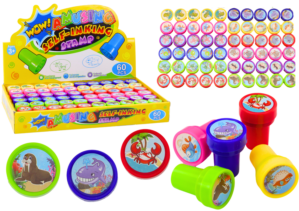 Dekoratívne razítka LEAN Toys 12 výšiviek vodných zvierat 6 farieb pre kreatívne tvorivé hry