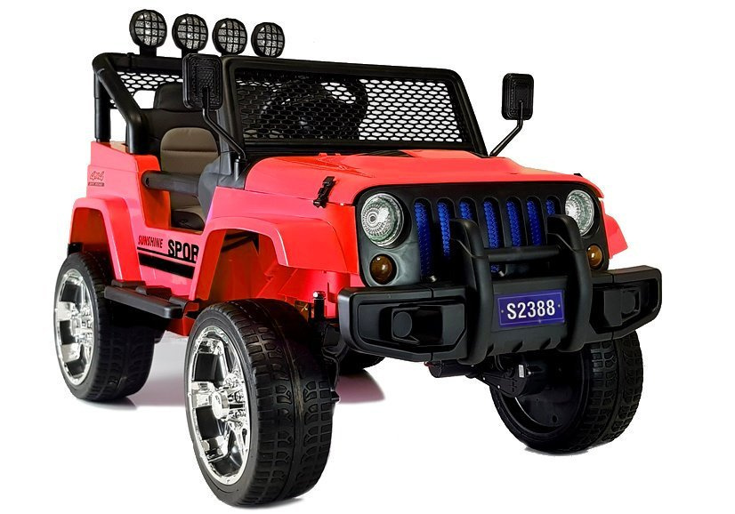 Elektrické autíčko LEAN CARS S2388 Jeep červené 4x45 W s diaľkovým ovládaním pre deti vo veku 3–8 rokov