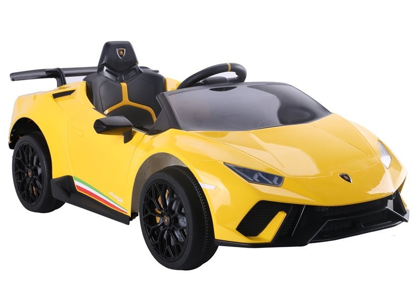 Detské elektrické autíčko Lamborghini Huracan, žlté, 12 V – licencované autíčko s diaľkovým ovládaním pre rodičov