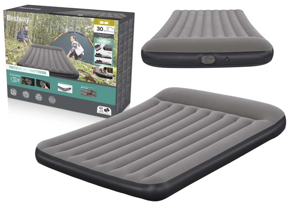 Nafukovacia dvojlôžková matrac Bestway 150 × 203 × 30 cm s USB pumpou, nosnosť 300 kg