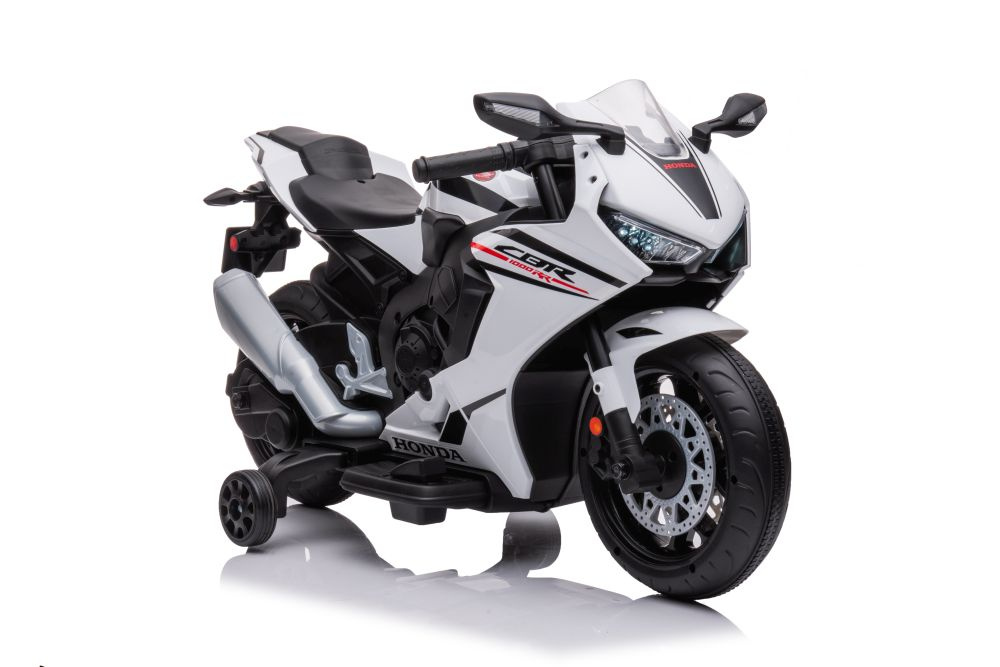 Elektrická motorka Honda CBR 1000RR bílá LEAN CARS - dětské elektrické vozítko s realistickým designem