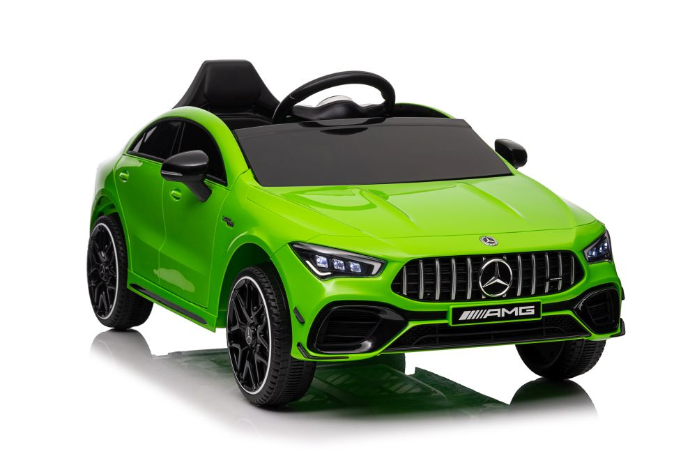 Elektrické autíčko Mercedes CLA 45s AMG, zelené, 4x4, LEAN CARS – 12 V batéria, nosnosť 30 kg, Bluetooth