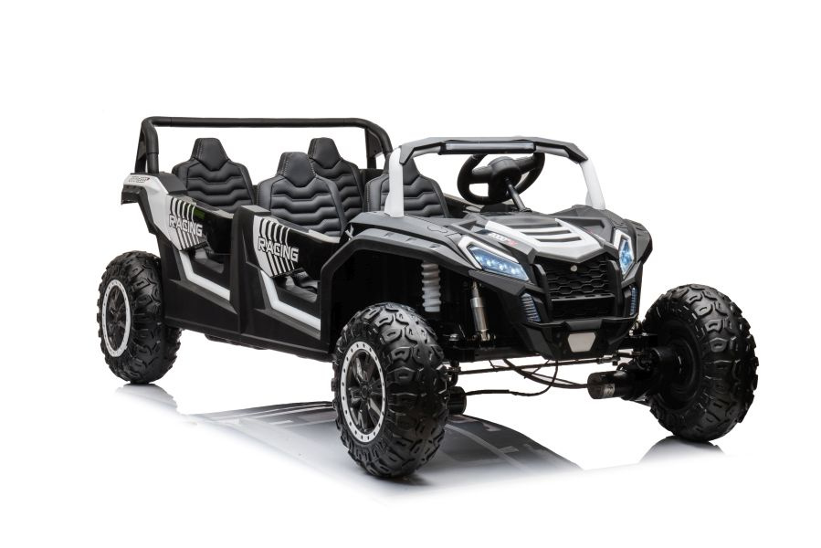 Elektrické autíčko Buggy A033 4x4 24 V biele LEAN CARS – štvormiestne detské autíčko s pohonom všetkých kolies, LED osvetlením a Bluetooth